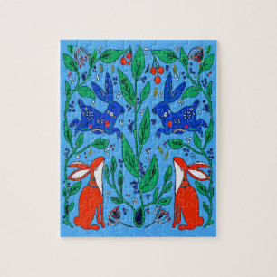 Puzzle Conejos de arte popular