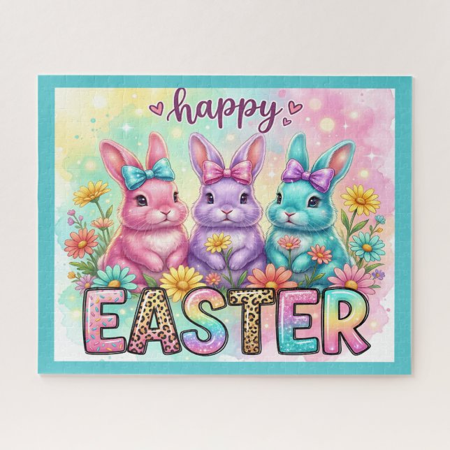 Puzzle Conejos felices de Pascua (Horizontal)