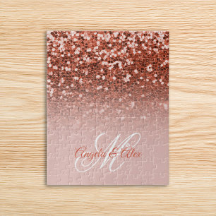 Puzzle Confeti de Brillo Ombre de Monograma con Rubor de