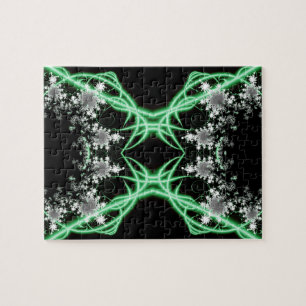 Puzzle Confusión Arte fractal verde y blanco