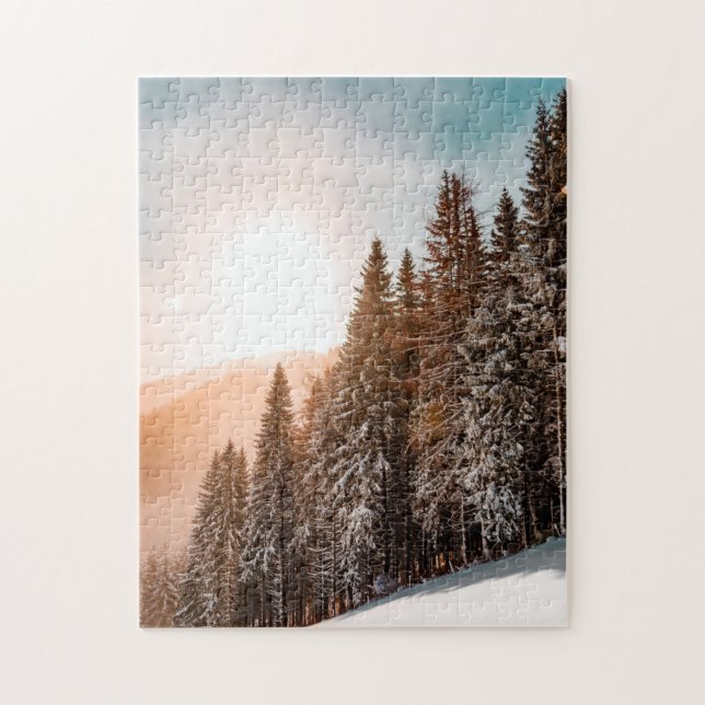 Puzzle Conifer Fir Pine Trees la naturaleza del amanecer  (Vertical)