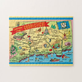 Puzzle Connecticut Postcard Map 11x14