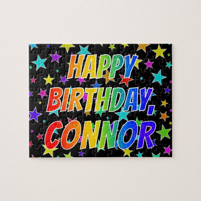 Puzzle "CONNOR" Nombre, Diversión "FELIZ CUMPLEAÑOS" (Horizontal)