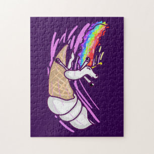 Puzzle Cono de helado de arcoíris montado por unicornio