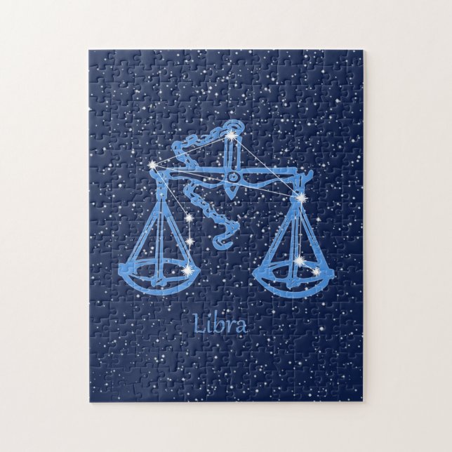 Puzzle Constelación de Libra y Rótulo Zodiaco con estrell (Vertical)