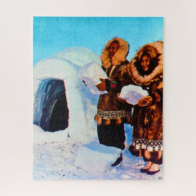 Puzzle Constructores de igloo de Alaska en EEUU (Vertical)