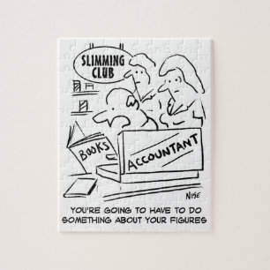 Puzzle Contable revisa los libros en un club de adelgazam