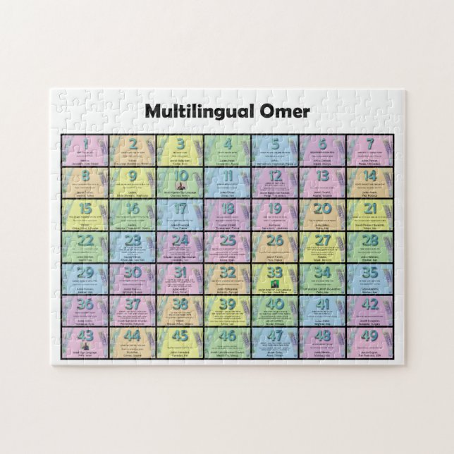 Puzzle Contador de omer multilingüe (Horizontal)
