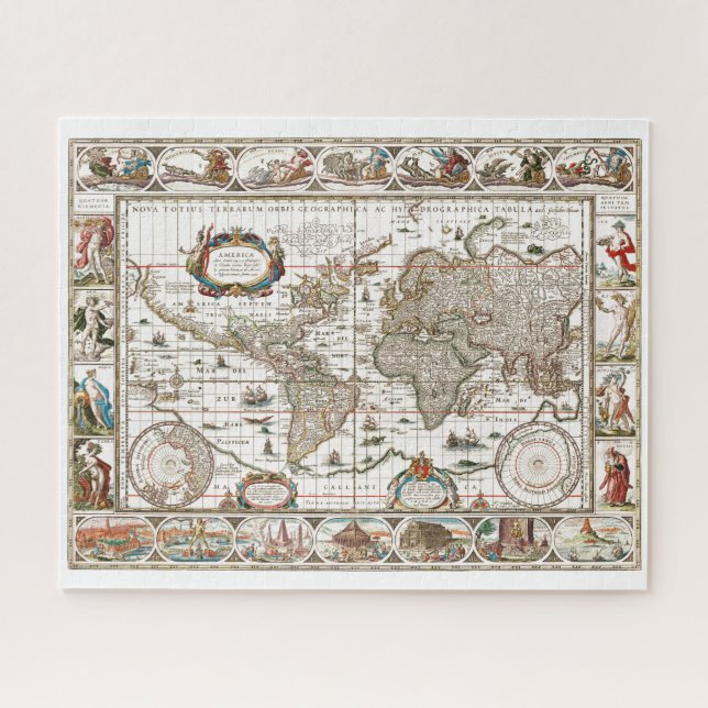 Puzzle Continentes del mapa histórico del viejo mundo Atl (Horizontal)