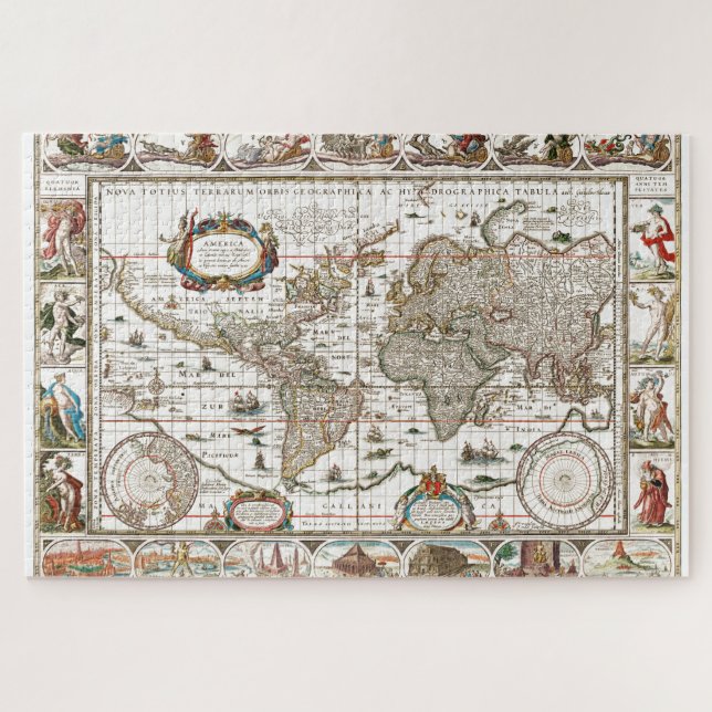 Puzzle Continentes del mapa histórico del viejo mundo Atl (Horizontal)