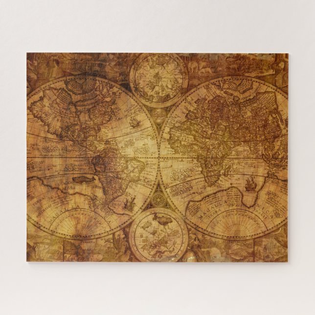Puzzle Continentes del mapa histórico del viejo mundo Atl (Horizontal)