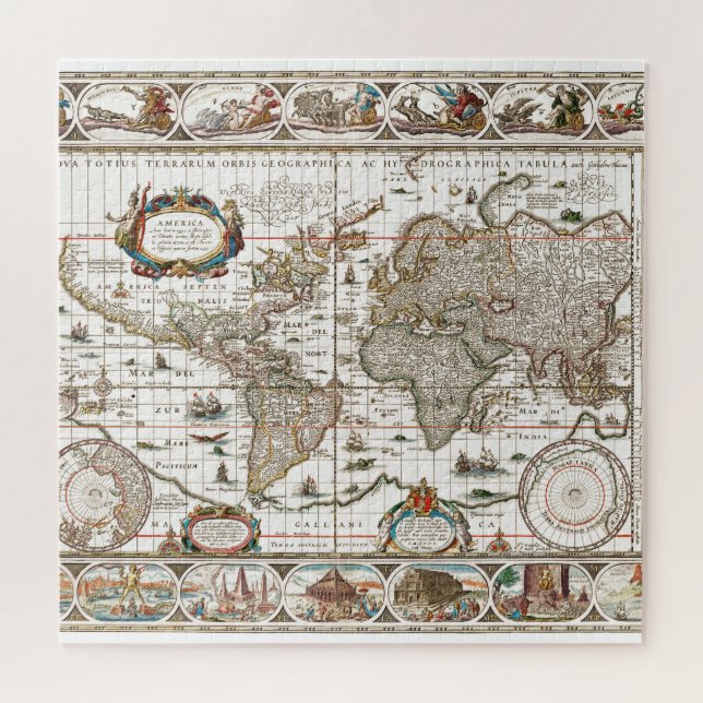 Puzzle Continentes del mapa histórico del viejo mundo Atl (Horizontal)