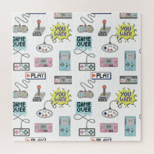 Puzzle Controladores de juegos retro: patrón colorido sin