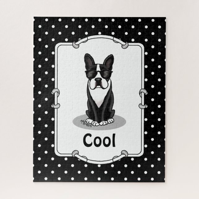 Puzzle Cool Boston Terrier with Sunglasses (black) (Vertical)