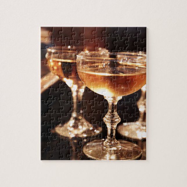 Puzzle copa de champán brindis dorado (Vertical)