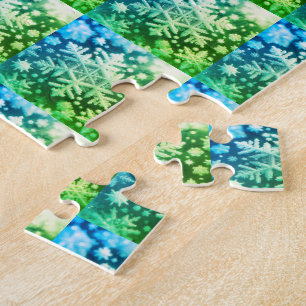 Puzzle Copo de nieve / Cristales Gruesos / Hoja Verde / C