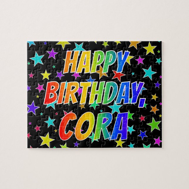 Puzzle "CORA" Nombre, Diversión "FELIZ CUMPLEAÑOS" (Horizontal)