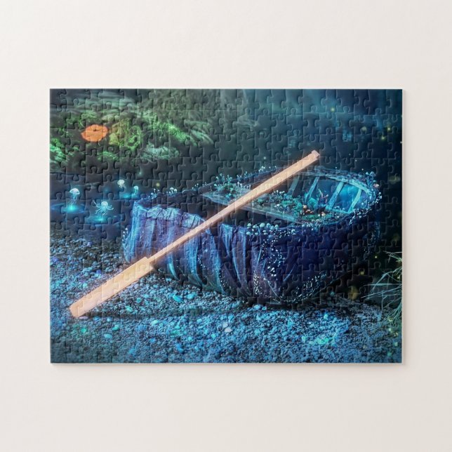 Puzzle Coracle Galés Encantado - Arte Bioluminiscente (Horizontal)