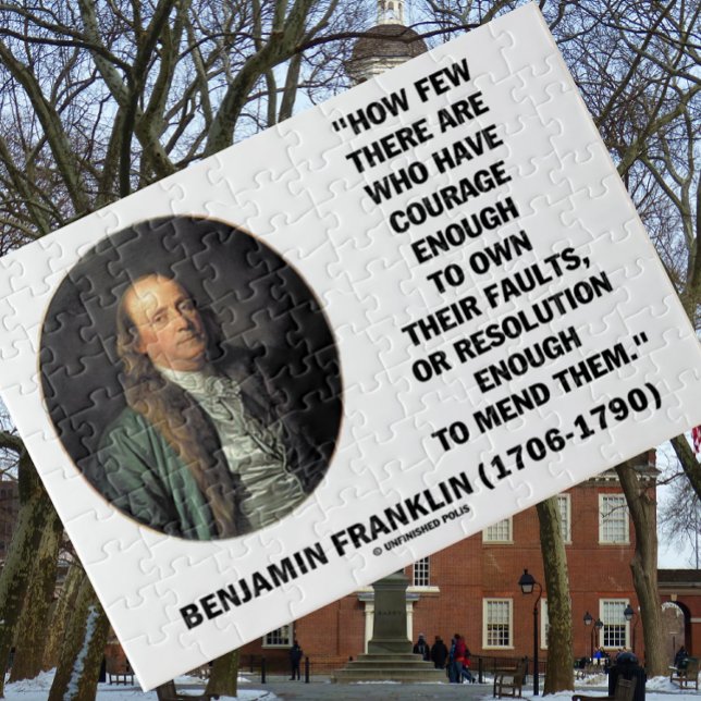 Puzzle Coraje De Sus Fallos Resolución Franklin Cita (Words of wisdom from Founding Father Benjamin Franklin on human nature w/ this jigsaw puzzle)