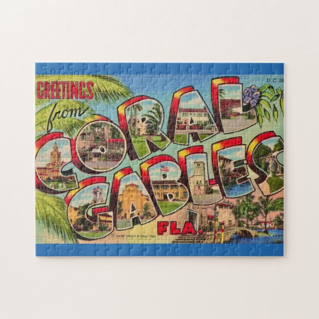 Puzzle Coral Gables Florida Greeting (Horizontal)