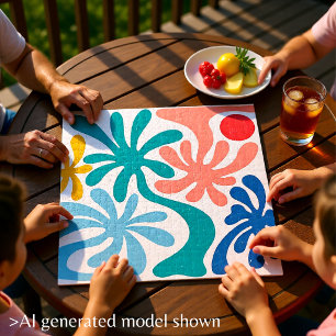 Puzzle Coral Teal Abstracto Palmas Tropicales Coloridas