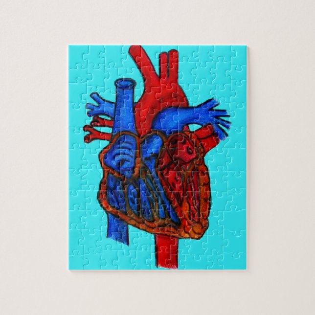 Puzzle Corazón anatómico acuático dibujado a mano (Vertical)