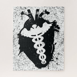 Puzzle corazón anatómico caduceus