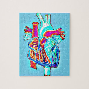 Puzzle Corazón anatómico dibujado a mano de neón