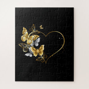 Puzzle Corazón con mariposas doradas