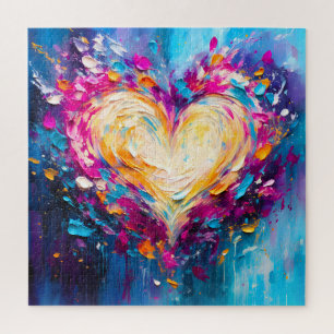 Puzzle Corazón de Amor Moderno Abstracto Colorido