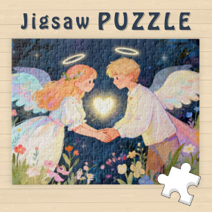 Puzzle Corazón de ángel lindo de alma gemela gemela -
