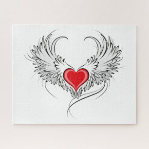 Puzzle Corazón de Ángel Rojo con alas