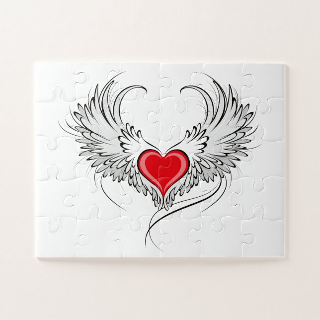 Puzzle Corazón de Ángel Rojo con alas (Horizontal)