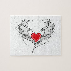 Puzzle Corazón de Ángel Rojo con alas