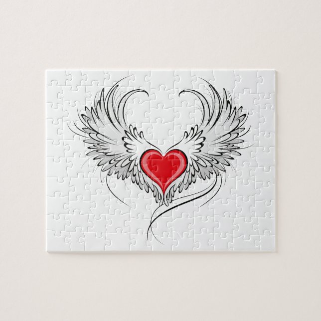 Puzzle Corazón de Ángel Rojo con alas (Horizontal)