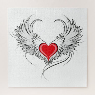 Puzzle Corazón de Ángel Rojo con alas
