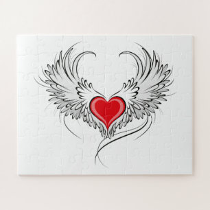 Puzzle Corazón de Ángel Rojo con alas