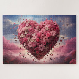 Puzzle Corazón de flores y mariposa