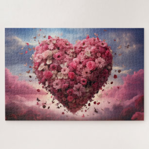 Puzzle Corazón de flores y mariposa