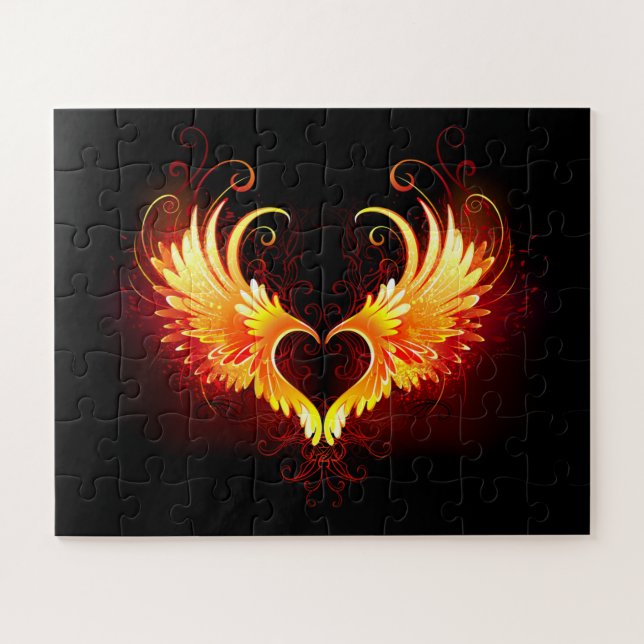 Puzzle Corazón de Fuego Ángel con Alas (Horizontal)