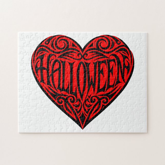 Puzzle Corazón de Halloween, Corazón Negro, Fiesta (Horizontal)