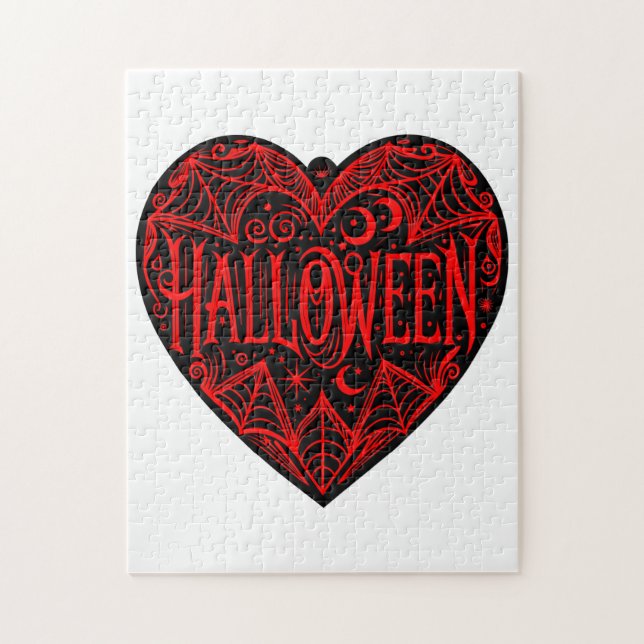 Puzzle Corazón de Halloween, forma de corazón negro, fest (Vertical)