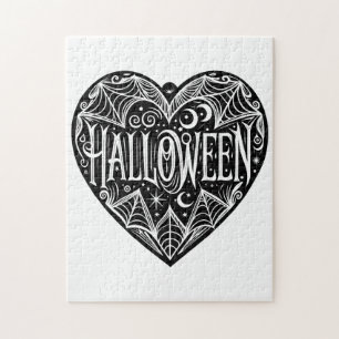 Puzzle Corazón de Halloween, forma de corazón negro, fest
