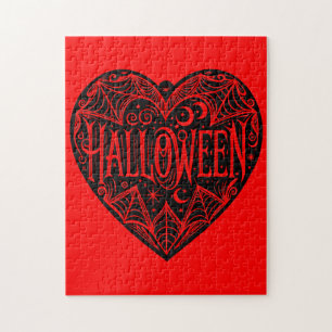 Puzzle Corazón de Halloween, forma de corazón negro, fest