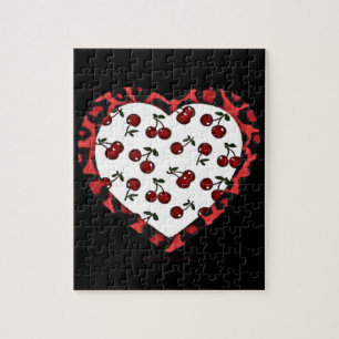 Puzzle Corazón de impresión de leopardo de cerezas RAB Ro