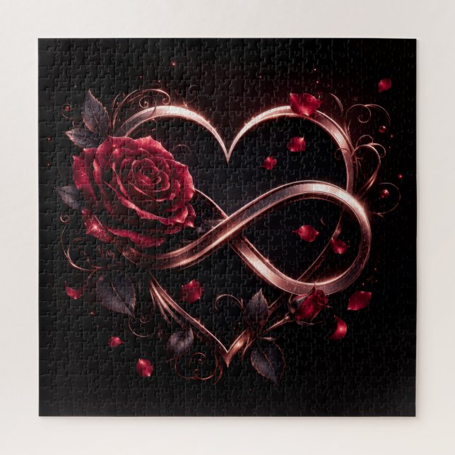 Puzzle Corazón de infinito de rosa elegante (Vertical)