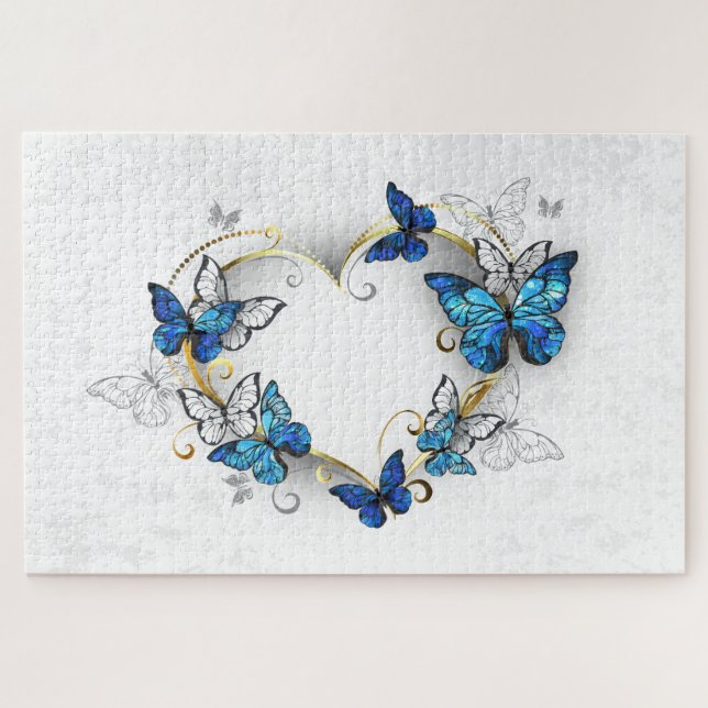 Puzzle Corazón de joyas con mariposas Morfo (Horizontal)