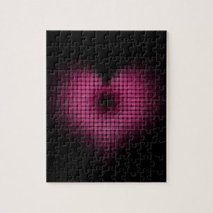Puzzle Corazón de mosaico rosa y negro