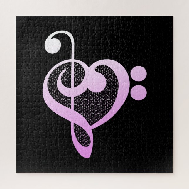 Puzzle Corazón de músico de música rosa (Vertical)