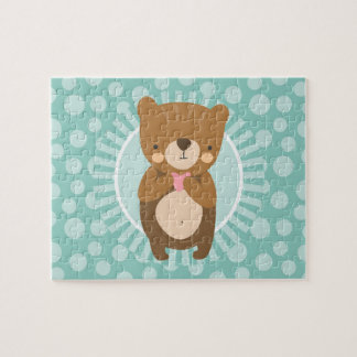 Puzzle Corazón de oso de peluche marrón